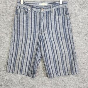 VTG Brooklyn Xpress Shorts Mens 34X13‎ Blue Striped Loose Fit Casual